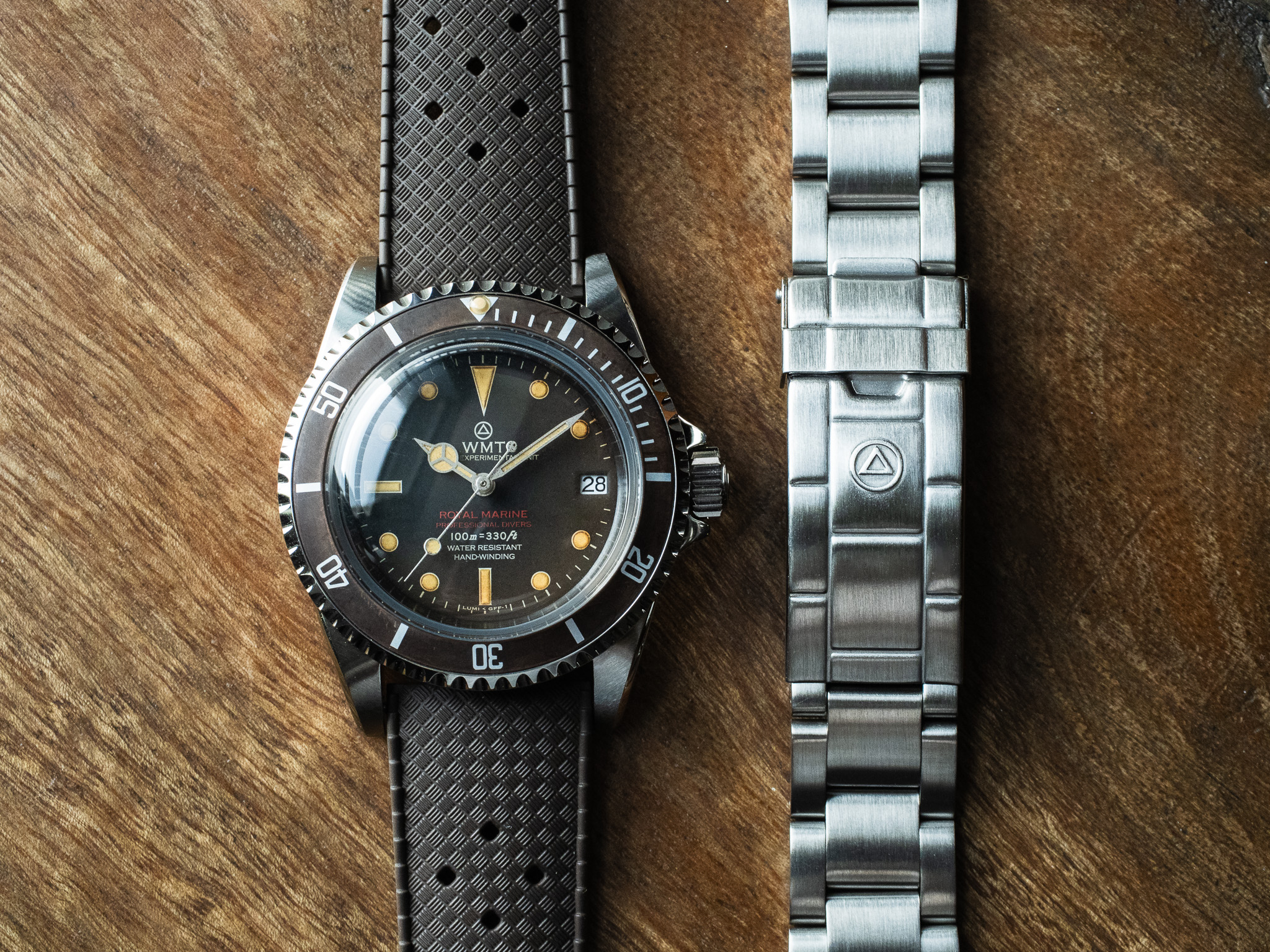 Royal Marine - Tropical Brown / Aged Edition / Metal Bracelet + Rubber Strap Set